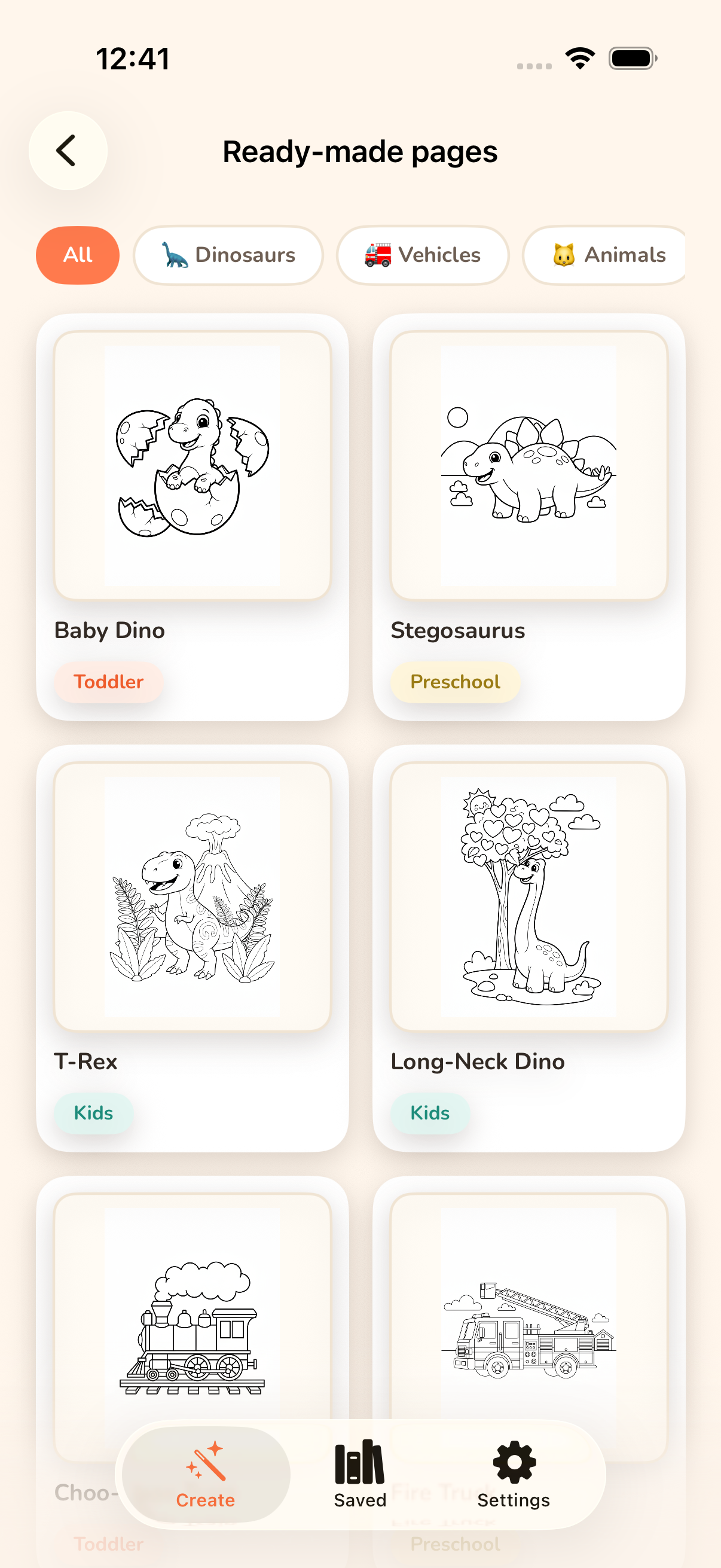 The ready-made library of coloring pages by theme