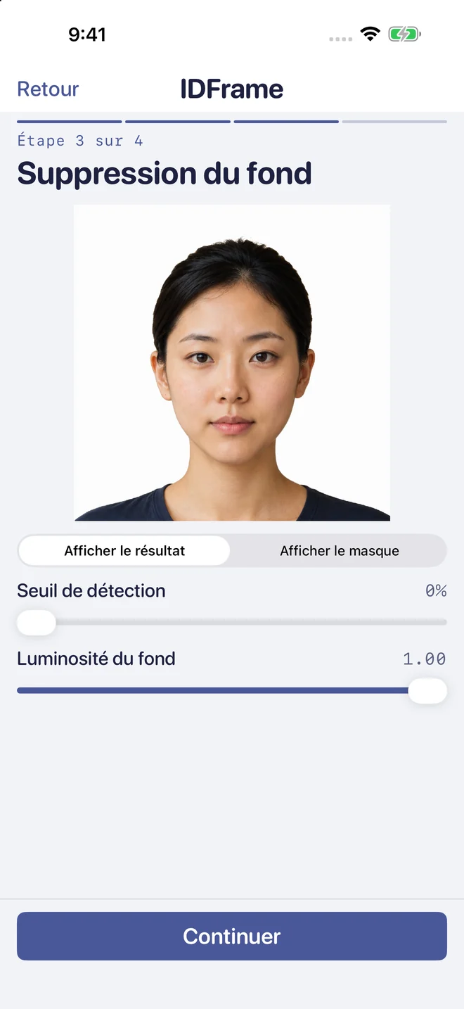 Étape 3 : traitement du fond sur l’appareil.