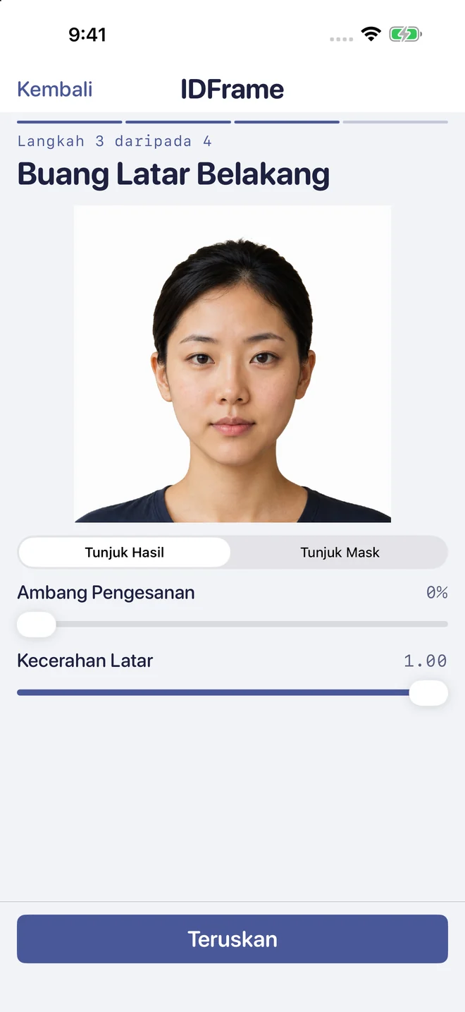 Langkah 3: pemprosesan latar belakang pada peranti.