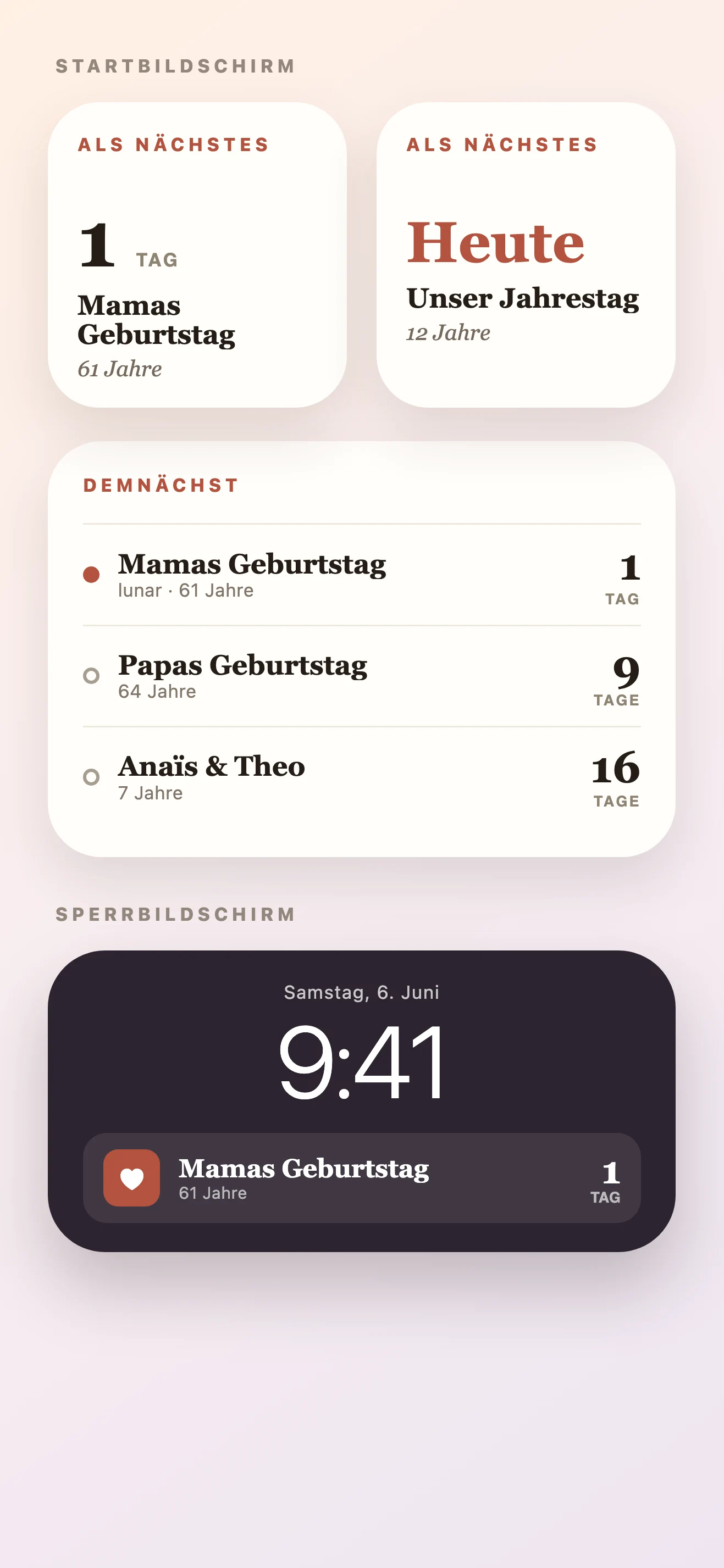 Geburtstag Countdown Widget — Loomday