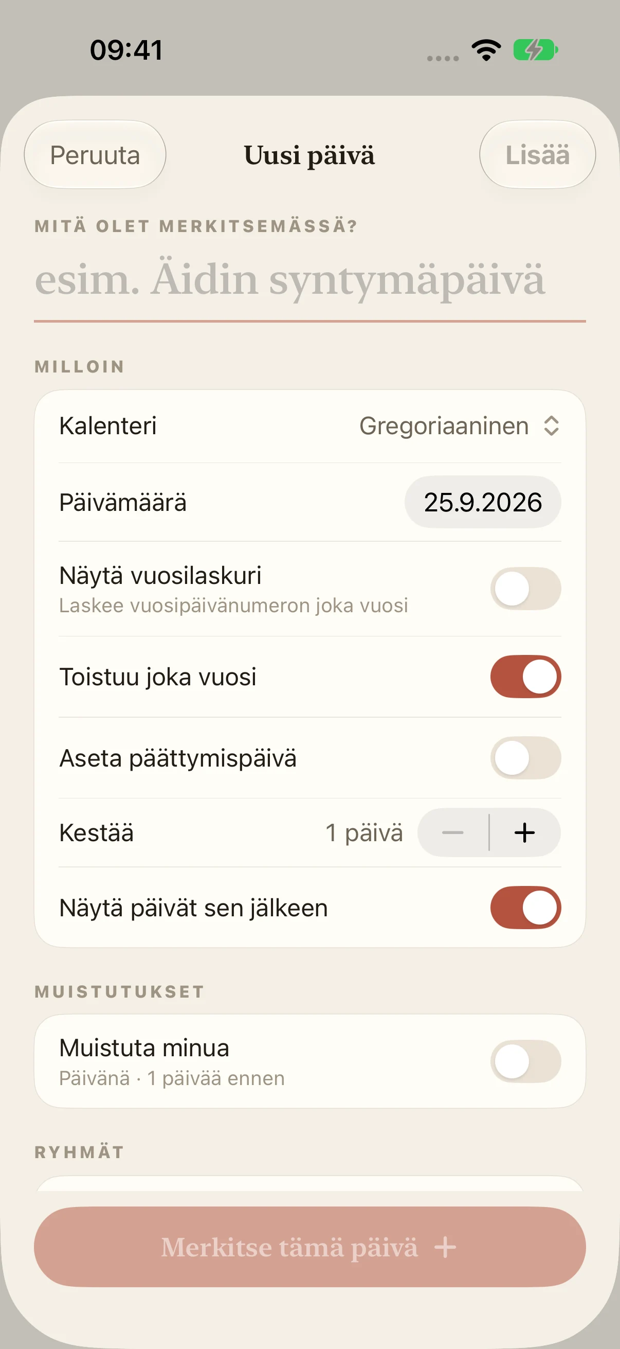 Syntymäpäiväkalenteri Ja Muistutus — Loomday