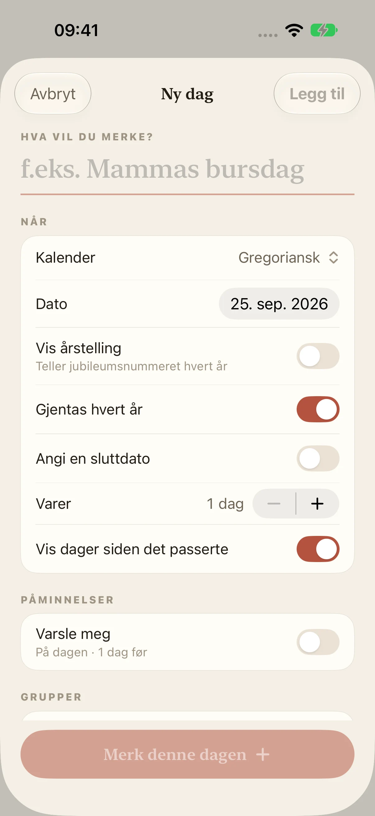 Bursdagskalender Med Påminnelse — Loomday
