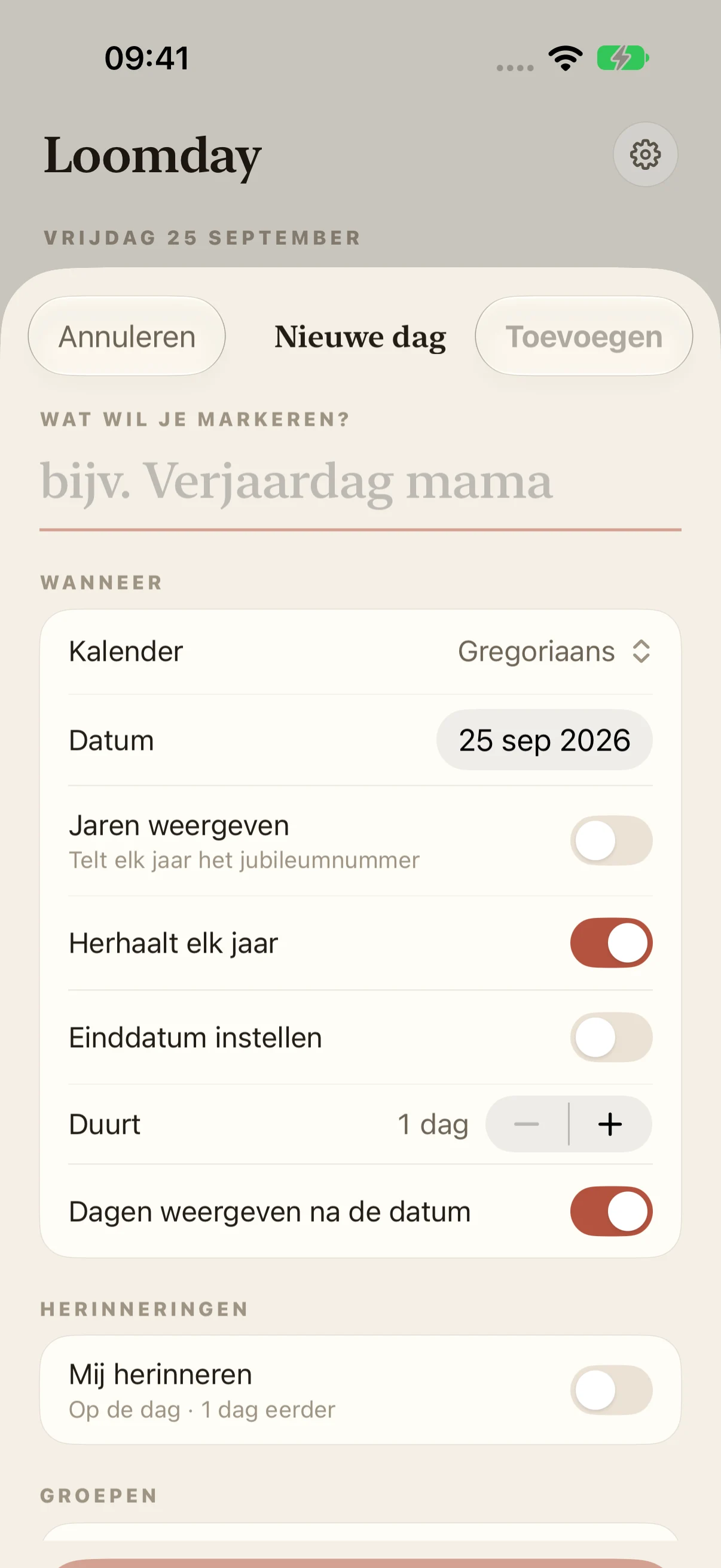 Verjaardagskalender Met Herinnering — Loomday