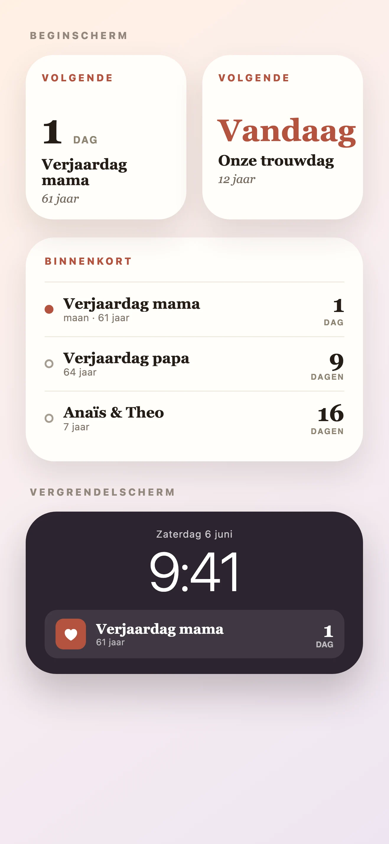 Verjaardag Aftellen Widget — Loomday