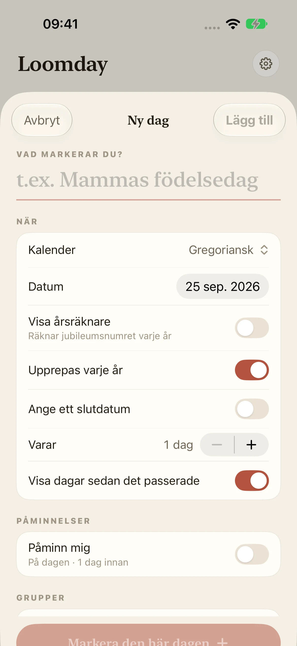 Födelsedagskalender Med Påminnelse — Loomday
