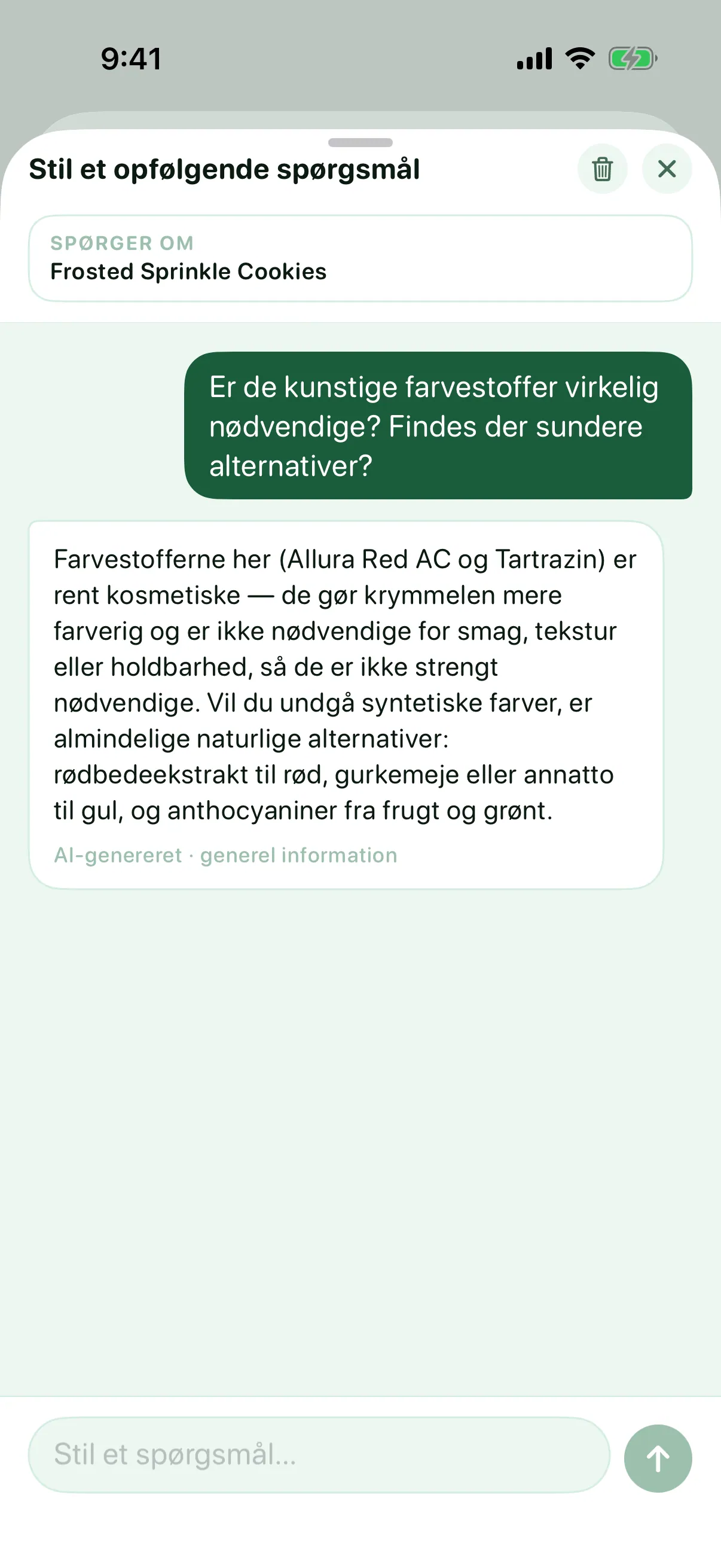 Stil et opfølgende spørgsmål (Pro) — Myredient