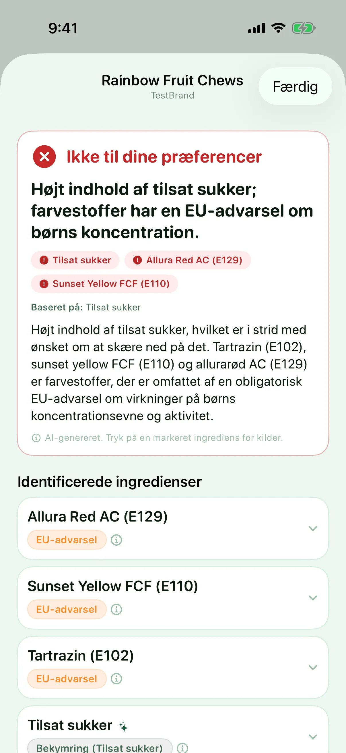 En vurdering skabt til dig — Myredient