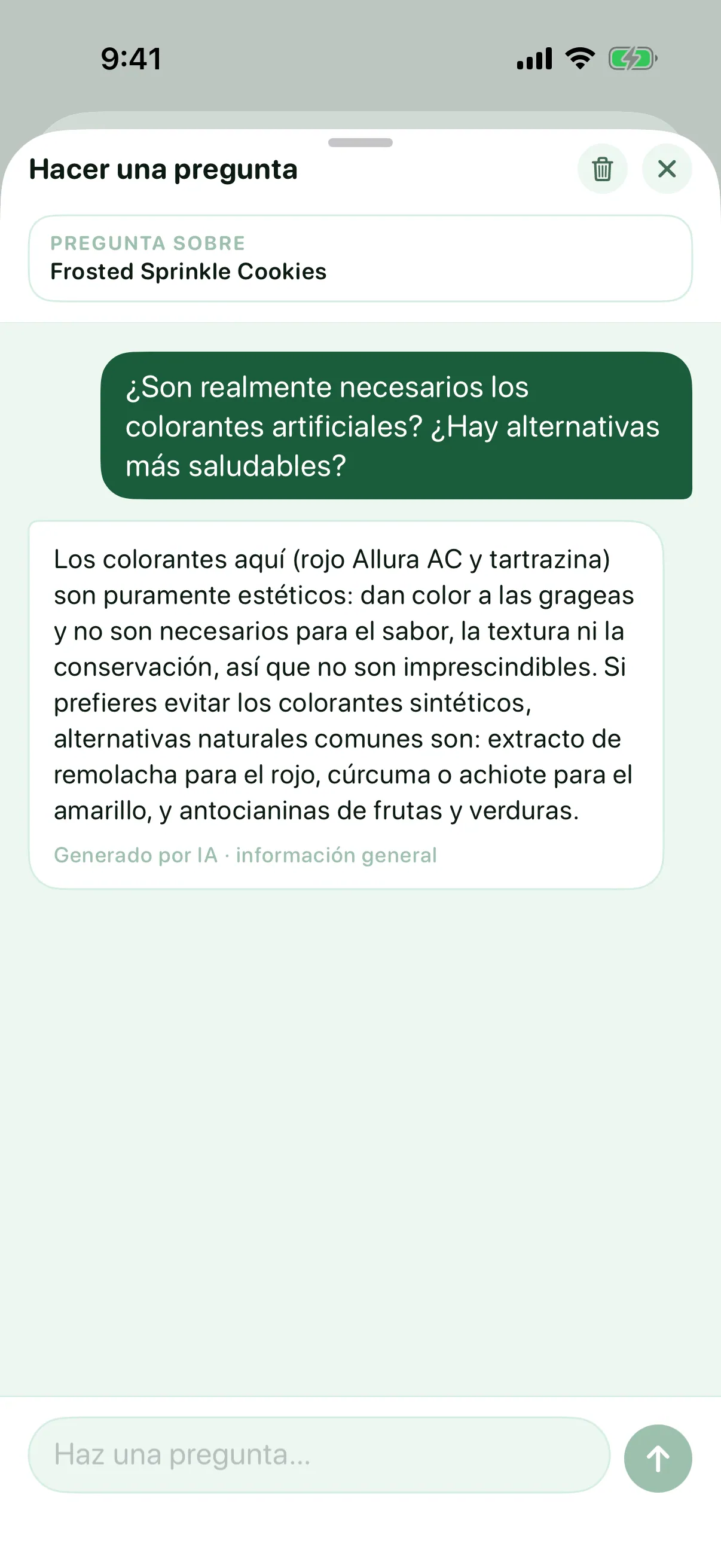 Hacer una pregunta (Pro) — Myredient