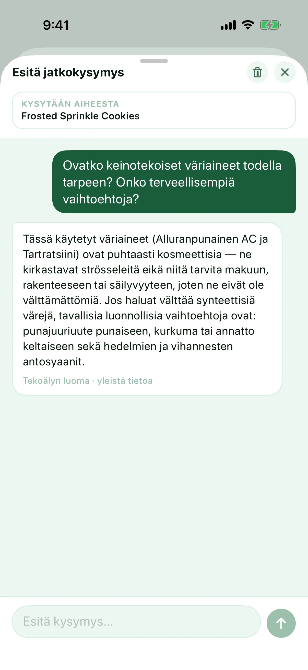 Kysy tarkennus (Pro) — Myredient