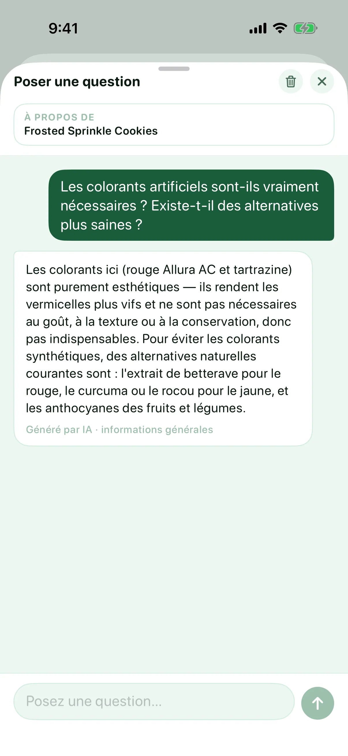 Poser une question (Pro) — Myredient