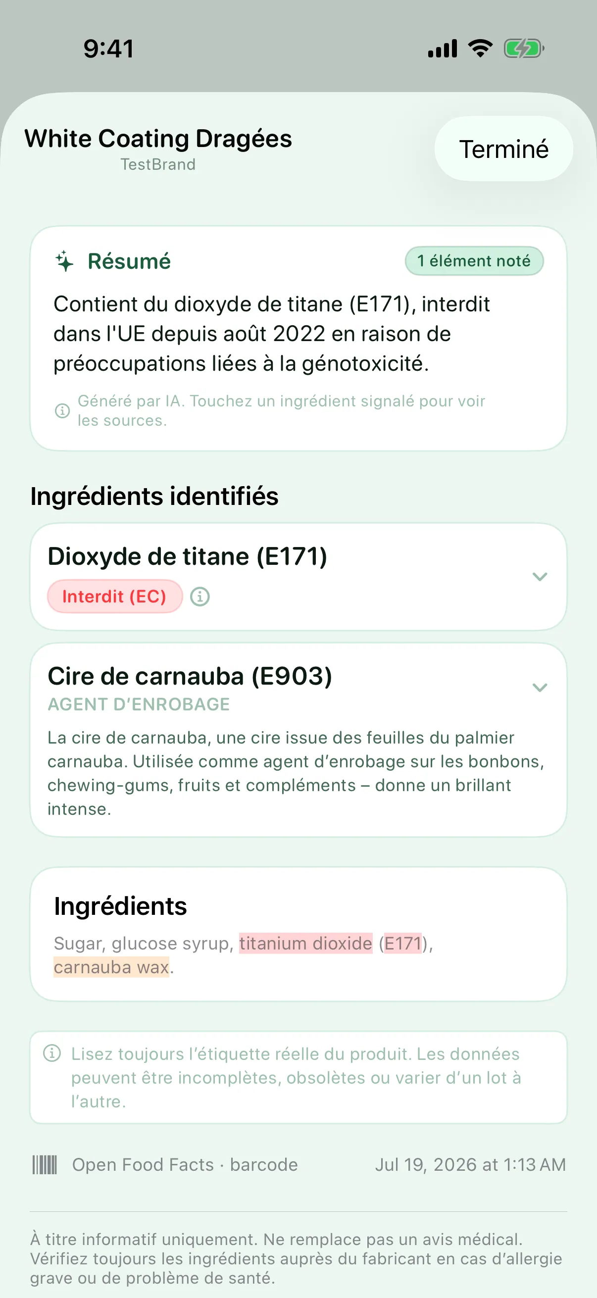 Vérifié région par région — Myredient