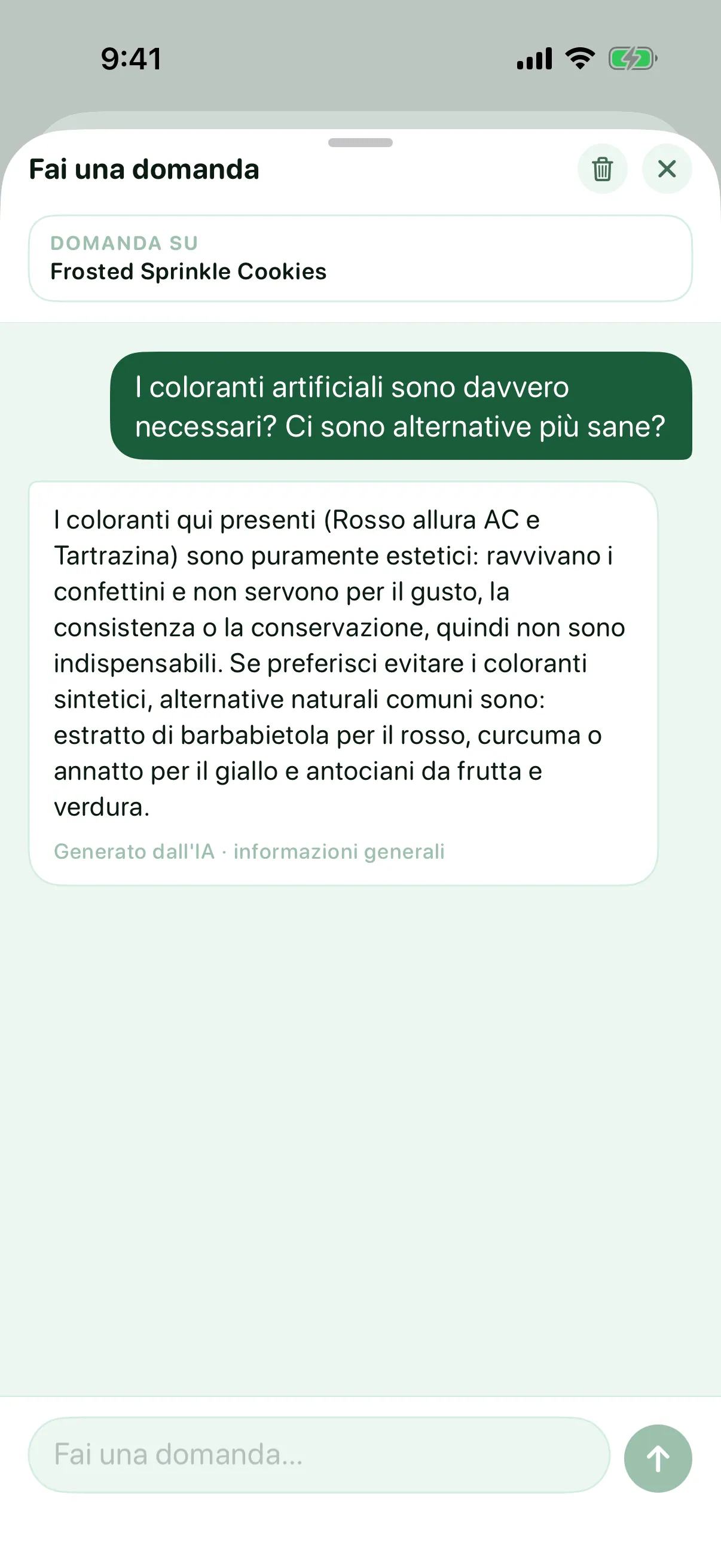 Fai una domanda (Pro) — Myredient