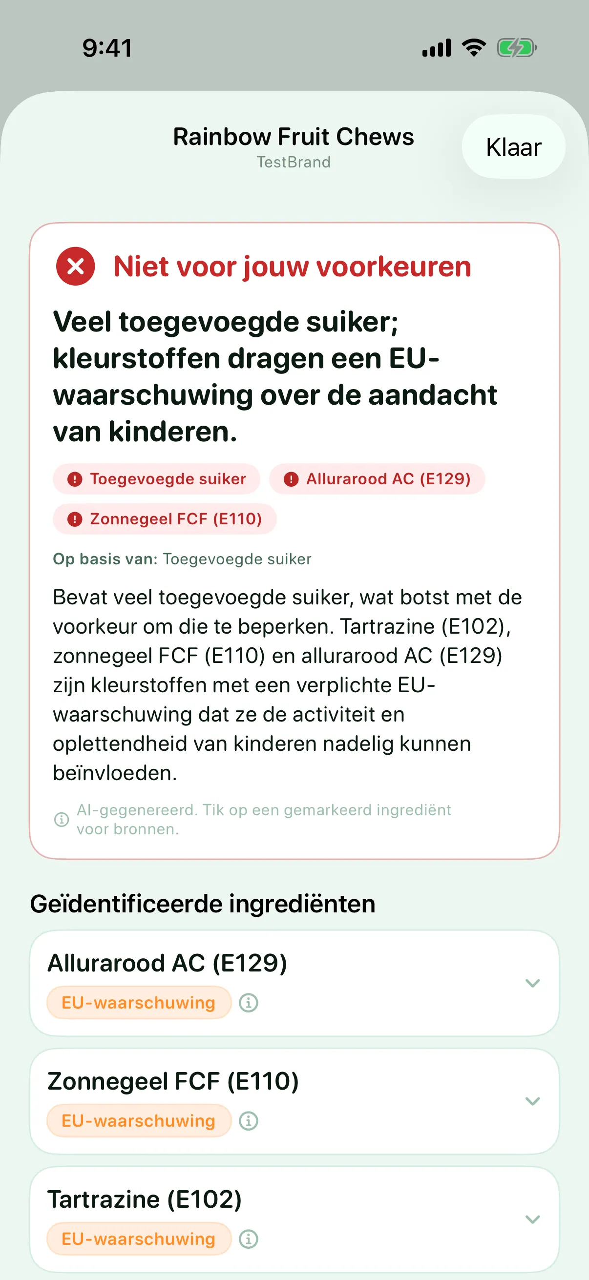 Een oordeel op maat — Myredient
