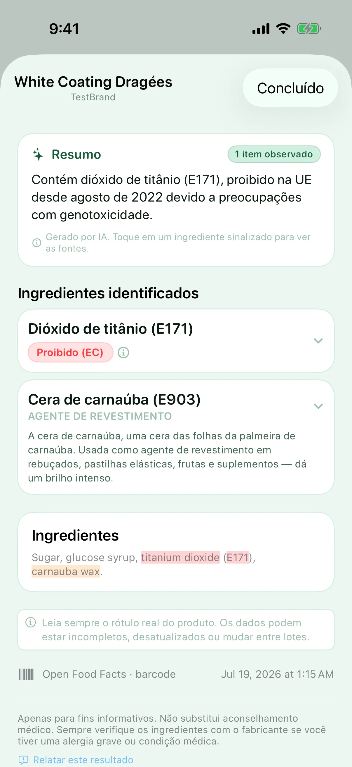 Verificado região a região — Myredient